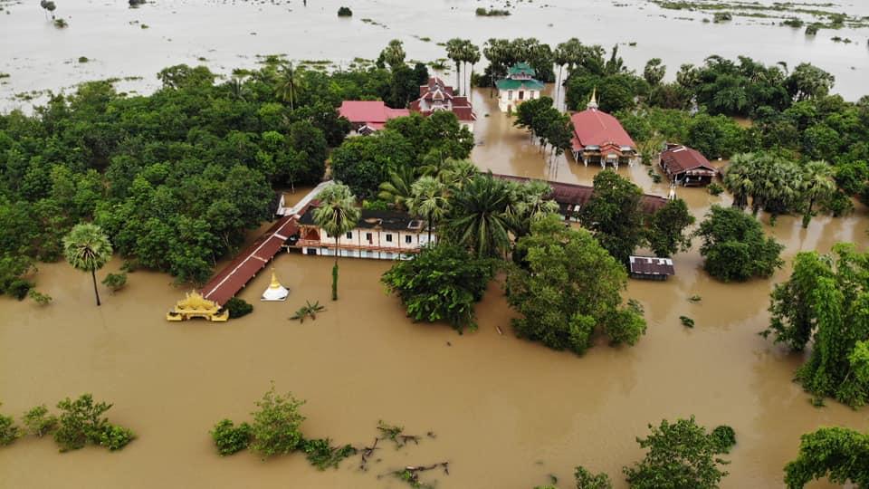 မိုးသည်းထန်စွာ ရွာသွန်းမှုကြောင့် ကျိုက်မရောမြို့နယ်အတွင်း ရေကြီးရေလျှံမှု ဖြစ်ပွားခဲ့သည်ကို ၂၀၁၈ ခုနှစ်အတွင်းက တွေ့ရစဉ်