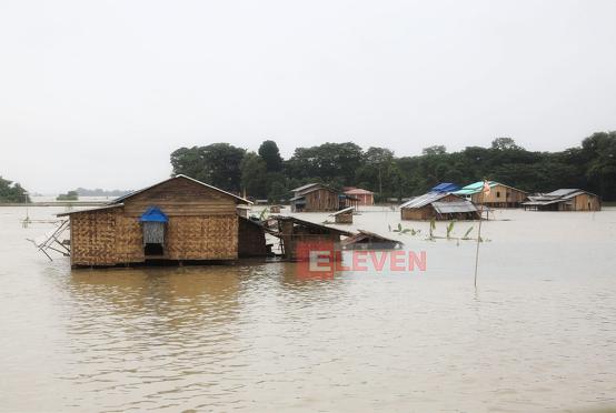 ■ပုံစာ - ပဲတခွဲကျေးရွာတွင် ရေကြီးမှုဖြစ်နေသည်အား ဇူလိုင် ၂၁ ရက်က တွေ့ရစဉ်