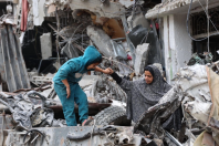 အစ္စရေး၏ဗုံးကြဲတိုက်ခိုက်မှုကြောင့် ဂါဇာ၌ ထိခိုက်ပျက်စီးမှုများကို ဧပြီ ၇ ရက်တွင် တွေ့ရစဉ်(Photo: AFP)