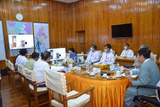 တတိယအကြိမ်မြောက် မြန်မာ-အိန္ဒိယ လျှပ်စစ်နှင့် စွမ်းအင်ကဏ္ဍ ပူးပေါင်းဆောင်ရွက်မှုဆိုင်ရာ ဦးဆောင်ကော်မတီအစည်းအဝေးကို တွေ့ရစဉ် (Phot- MOEE)