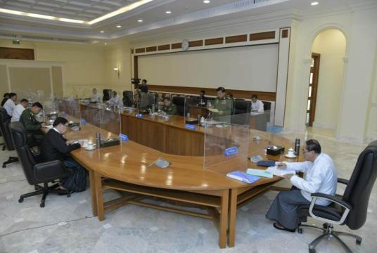 ၂၀၂၃ ခုနှစ် ဇန်နဝါရီ ၃၁ ရက်က အမျိုးသားကာကွယ်ရေးနှင့် လုံခြုံရေးကောင်စီအစည်းအဝေး (၁/၂၀၂၃) ကျင်းပစဉ်