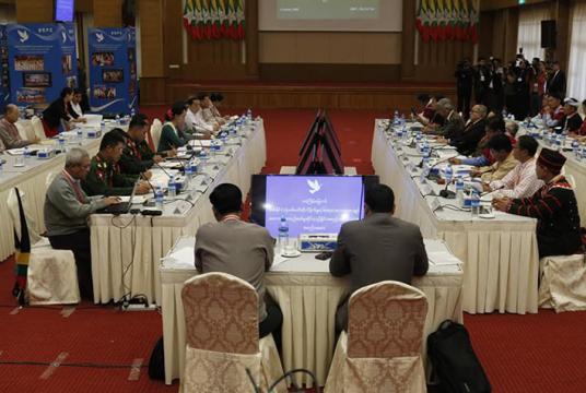 ဇန်နဝါရီ ၈ ရက်က နေပြည်တော်ရှိ NRPC ရုံးချုပ်တွင် JICM အစည်းအဝေး ကျင်းပစဉ်  (ဓာတ်ပုံ- အောင်မင်းသိန်း)