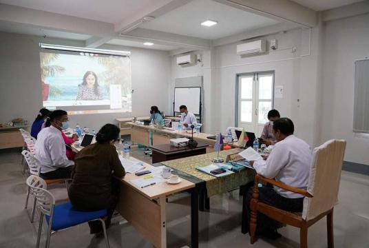 အာဆီယံခရီးသွားလုပ်ငန်းအာဏာပိုင်အဖွဲ့၏ မျက်နှာစုံညီအစည်းအဝေးကို Video Conferencing ဖြင့် ပြုလုပ်စဉ်