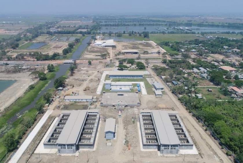 ဒဂုံမြို့သစ် လေးမြို့နယ် အပါအဝင် သာကေတနှင့် ဒေါပုံမြို့များသို့ ရေပေးဝေမည့် လဂွန်းပြင်ရေပေးဝေရေးစီမံကိန်း၏ ရေပေးဝေရေးဇုန်တခုအား တွေ့ရစဉ်