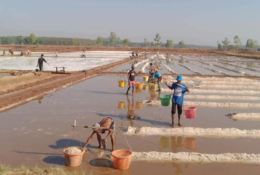 မြန္ျပည္နယ္အတြင္းရိွ ဆားၾကမ္းလုပ္ကြက္မ်ားကို ေတြ႕ရစဥ္