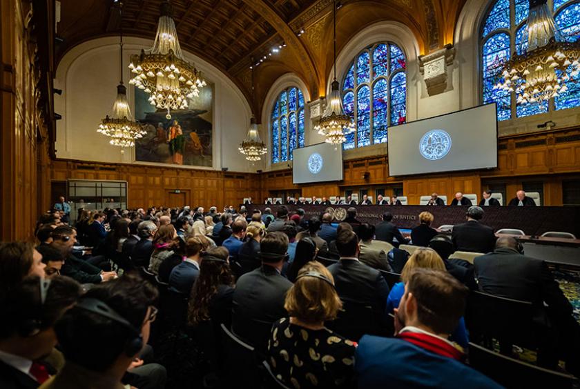 ၂၀၂၀ ပြည့်နှစ် ဇန်နဝါရီလအတွင်းက ICJ တွင် မြန်မာ့အရေးကြားနာနေစဉ် (Photo: ICJ)