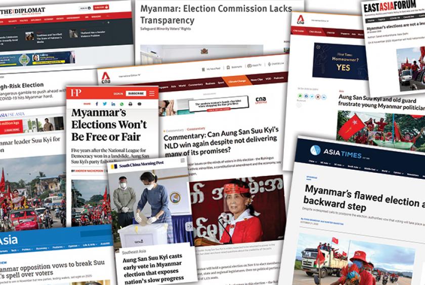 ၂၀၂၀ မြန်မာ့ရွေးကောက်ပွဲနှင့် ပတ်သက်၍ နိုင်ငံတကာ သတင်းမီဒီယာများတွင် ဝေဖန်ရေးသားထားမှုအချို့ကို တွေ့ရစဉ်