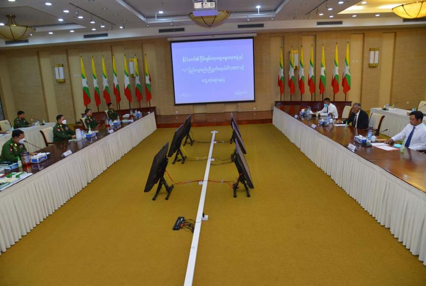 ငြိမ်းချမ်းရေးဆွေးနွေးရေးအဖွဲ့နှင့် UWSP ဒုတိယဥက္ကဋ္ဌဦးဆောင်သော ကိုယ်စားလှယ်အဖွဲ့တို့ တွေ့ဆုံဆွေးနွေးစဉ်