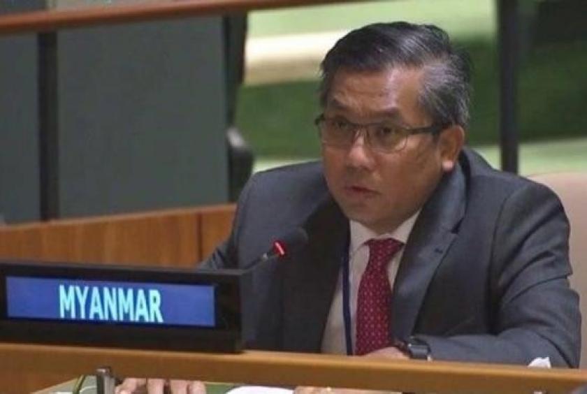 ဒီဇင်ဘာ ၃၁ ရက်တွင် ၇၅ ကြိမ်မြောက် ကုလအထွေထွေညီလာခံ၏ ၄၈ ကြိမ်မြောက် အစည်းအဝေးသို့ မြန်မာနိုင်ငံ၏ ကိုယ်စားလှယ် တက်ရောက်နေစဉ်