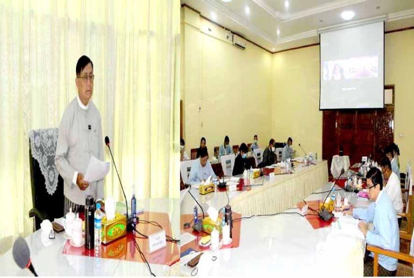MSME လုပ်ငန်းများ ဖွံ့ဖြိုးတိုးတက်ရေးရန်ပုံငွေစီမံခန့်ခွဲမှု အဖွဲ့၏ ၁/၂၀၂၂ အစည်းအဝေးကို တွေ့ရစဉ်(ဓာတ်ပုံ-စီမံ/ဘဏ္ဍာ)